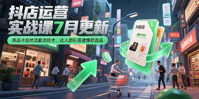 抖店运营实战课7月更新，商品卡自然流截流技术，达人团队搭建爆款选品-阿鬼