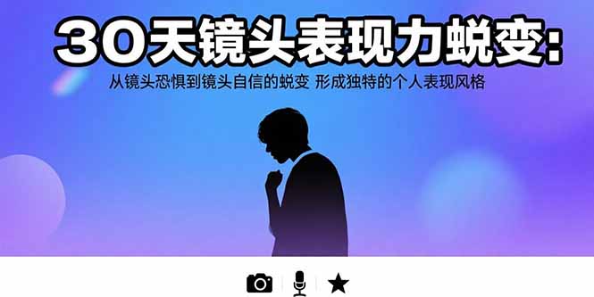 30天镜头表现力蜕变：从镜头恐惧到镜头自信的蜕变 形成独特的个人表现风格-阿鬼