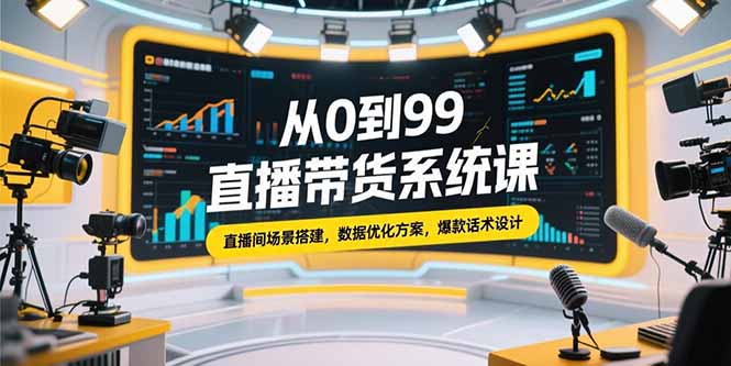 从0到99直播带货系统课，直播间场景搭建，数据优化方案，爆款话术设计-阿鬼