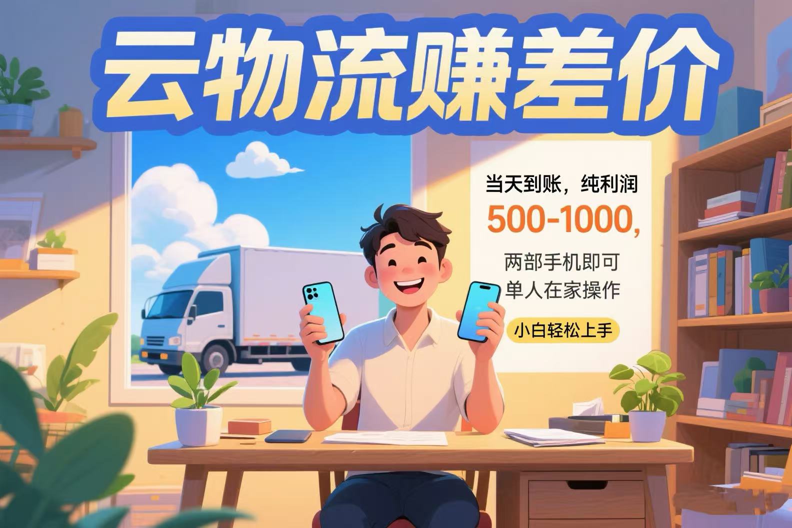 云物流赚差价 当天到账纯利润500-1000 两部手机即可 可单人在家操作 小…-阿鬼
