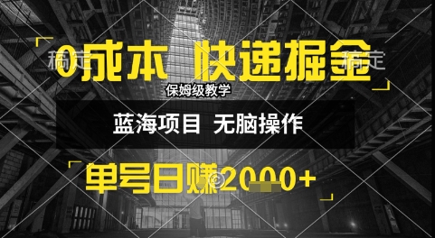 0成本快递掘金玩法，日入1k+，小白30分钟上手，收益嘎嘎猛【揭秘】-阿鬼