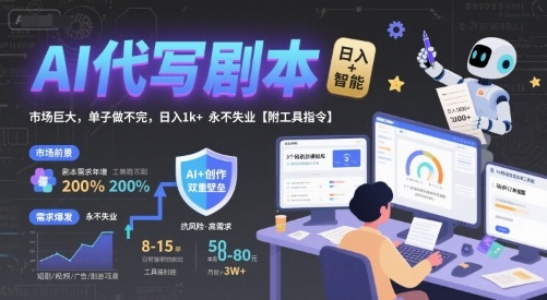 AI代写剧本，市场巨大，单子做不完，日入1k+ 永不失业【附工具指令】-阿鬼